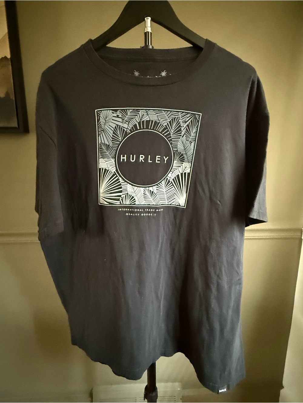 Hurley Men's Black Short-Sleeve Tee with White Palm Logo